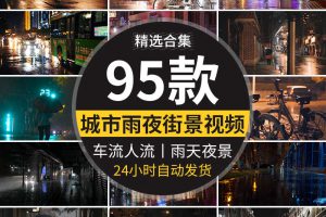 城市雨夜景街景车流人流人物下雨天情感孤独伤感抖音高清视频素材