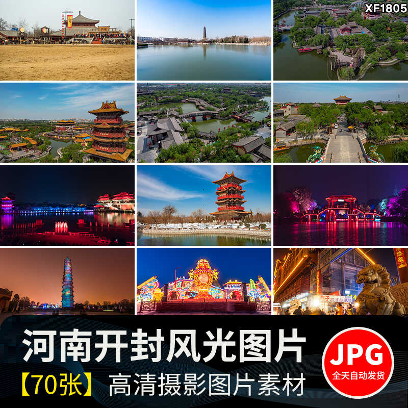 河南开封古都清明上河园景区开封府古城古街夜景摄影JPG图片素材插图