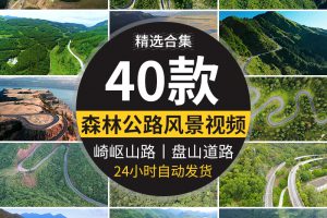 森林公路蜿蜒崎岖山路盘山道路风景山川河流树木自然美景视频素材