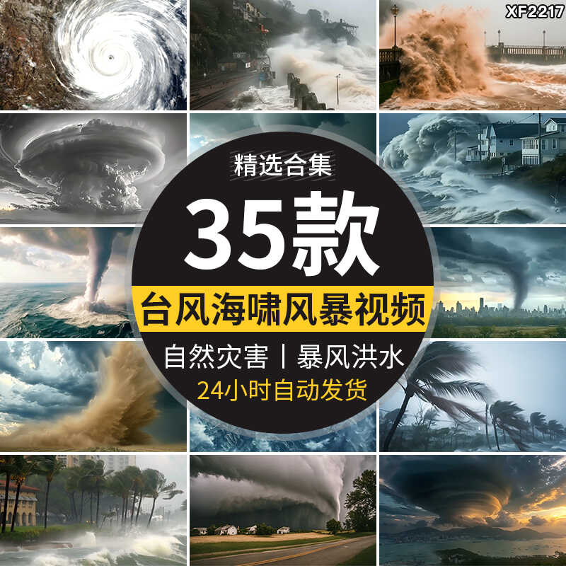 台风海啸海浪自然灾害飓风暴风洪水龙卷风卫星恶劣天气短视频素材插图