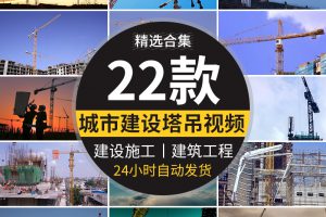 城市建设塔吊房地产工人施工地现场建筑工程航拍延时实拍视频素材