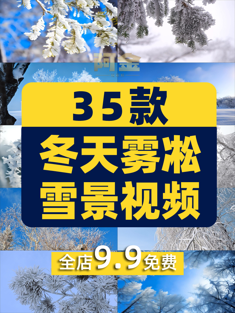 冬季冬天雾凇雪景树枝积雪风景素材高清旅游自然治愈系短视频背景插图