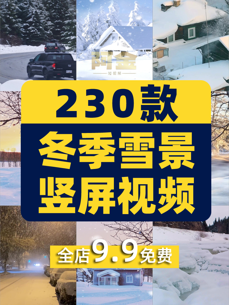 竖屏冬季雪景下雪冬天绿幕风景素材高清旅游自然治愈系短视频背景插图