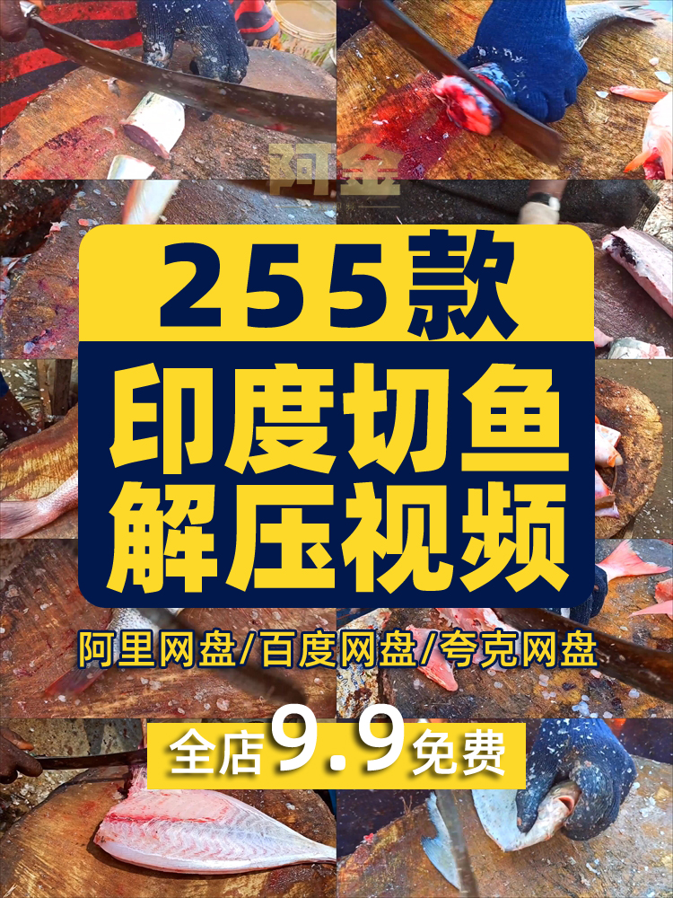 印度街头杀鱼切鱼横屏国外高清直播解压中长视频小说推文素材引流插图