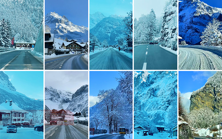 竖屏雪山雪景唯美冬季风景治愈系走拍开车视角旅途美景色视频素材插图13