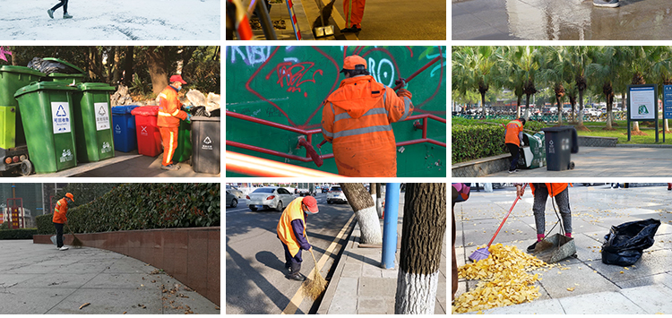 城市环卫工人洒水清扫清洁垃圾车绿化道路劳动者保洁街道视频素材插图11