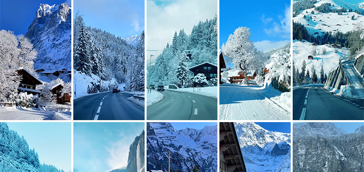 竖屏雪山雪景唯美冬季风景治愈系走拍开车视角旅途美景色视频素材插图11