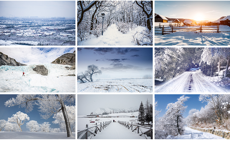 冬天冬季雪景房屋子宽屏雪山树林白雪地自然风景高清合成图片素材插图12