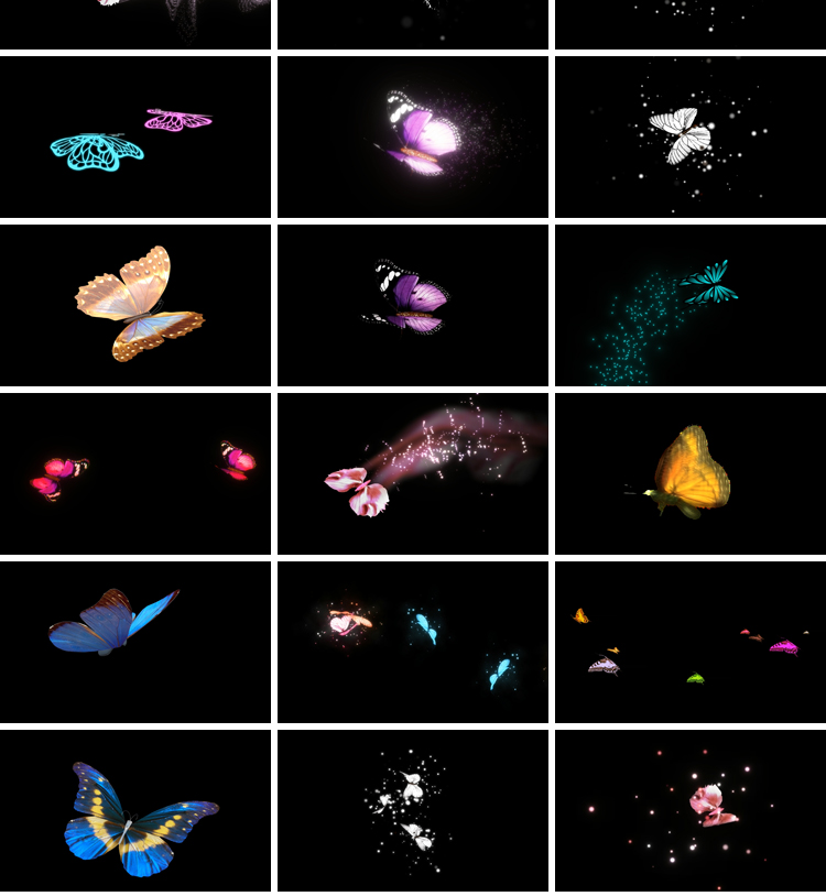 蝴蝶飞舞拖尾效果粒子后期特效合成动态pr_ae通道透明底视频素材插图6