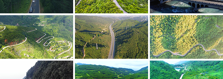 森林公路蜿蜒崎岖山路盘山道路风景山川河流树木自然美景视频素材插图6