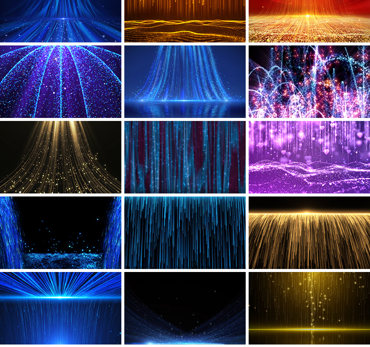 粒子瀑布蓝色喷泉水流光线庆典年会颁奖晚会节目LED背景视频素材插图7