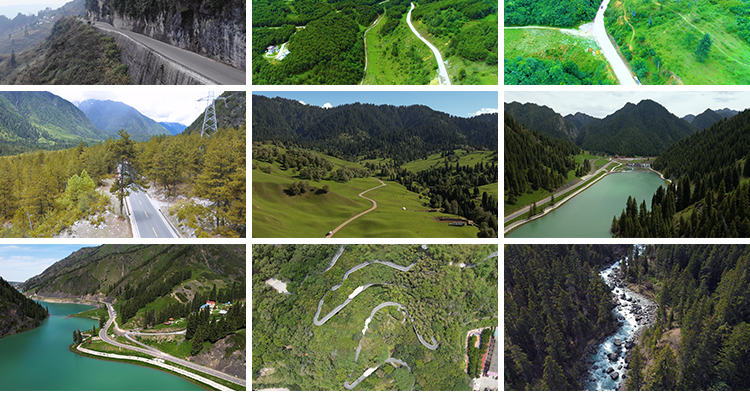 森林公路蜿蜒崎岖山路盘山道路风景山川河流树木自然美景视频素材插图7