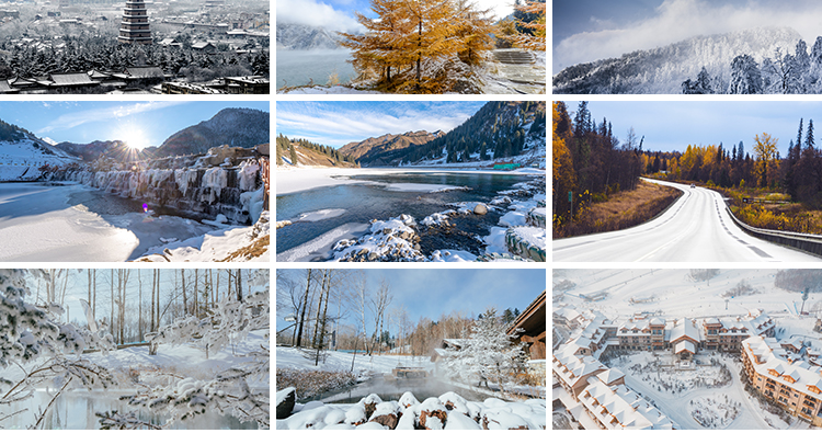 冬天冬季雪景房屋子宽屏雪山树林白雪地自然风景高清合成图片素材插图7