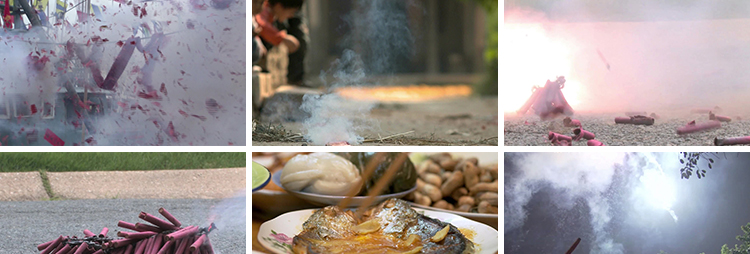 春节团圆饭回家团聚过年贴春联对联放鞭炮新年烟花年夜饭视频素材插图5