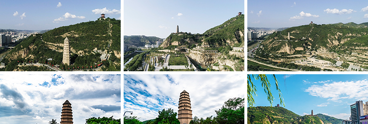 陕西延安宝塔山航拍延时革命圣地旅游风景点实拍高清剪辑视频素材插图5