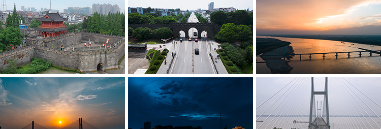 湖北荆州古城墙历史文化宾阳楼夜景长江大桥旅游景点航拍视频素材插图5