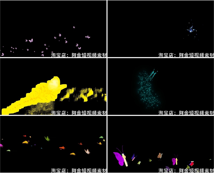 发光蝴蝶飞舞拖尾粒子特效通道绿幕动态直播间led背景视频素材插图4
